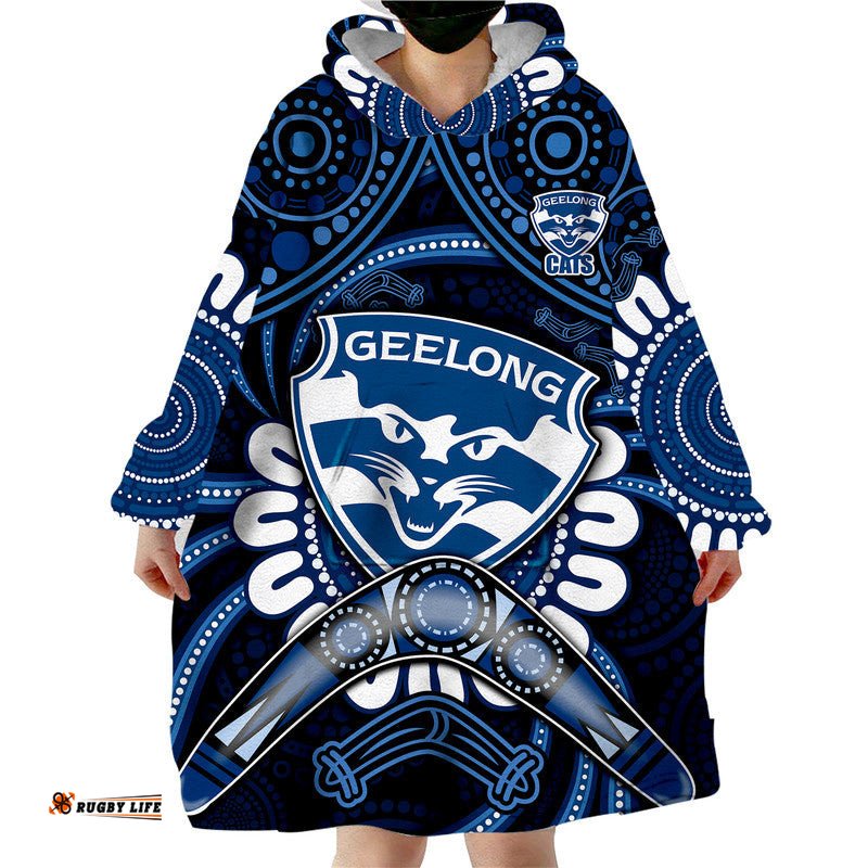 cats football wearable blanket hoodie boomerang indigenous dots