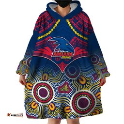 adelaide crows football wearable blanket hoodie aboriginal mix polynesian pattern