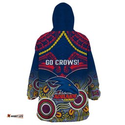 adelaide crows football wearable blanket hoodie aboriginal mix polynesian pattern