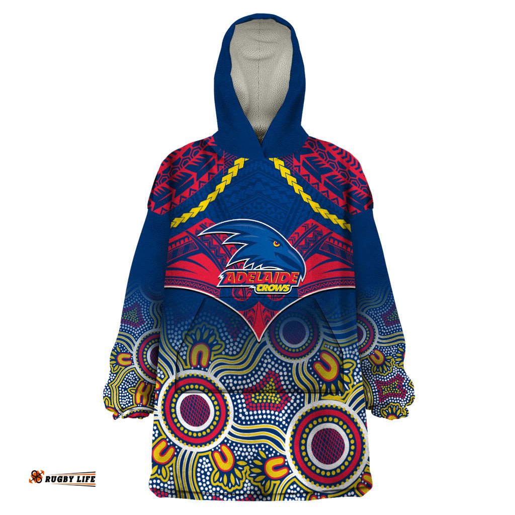 adelaide crows football wearable blanket hoodie aboriginal mix polynesian pattern