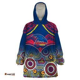 adelaide crows football wearable blanket hoodie aboriginal mix polynesian pattern