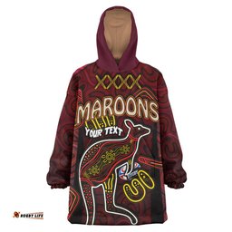 maroons rugby snug hoodie custom qld maroons kangaroo with aboriginal culture oodie blanket