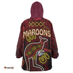 maroons rugby snug hoodie custom qld maroons kangaroo with aboriginal culture oodie blanket