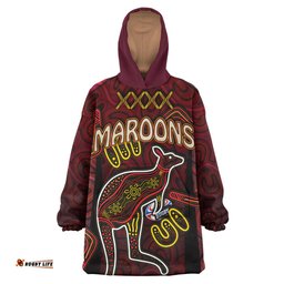 maroons rugby snug hoodie custom qld maroons kangaroo with aboriginal culture oodie blanket