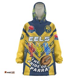 eels rugby snug hoodie custom go parra eels aboriginal patterns oodie blanket