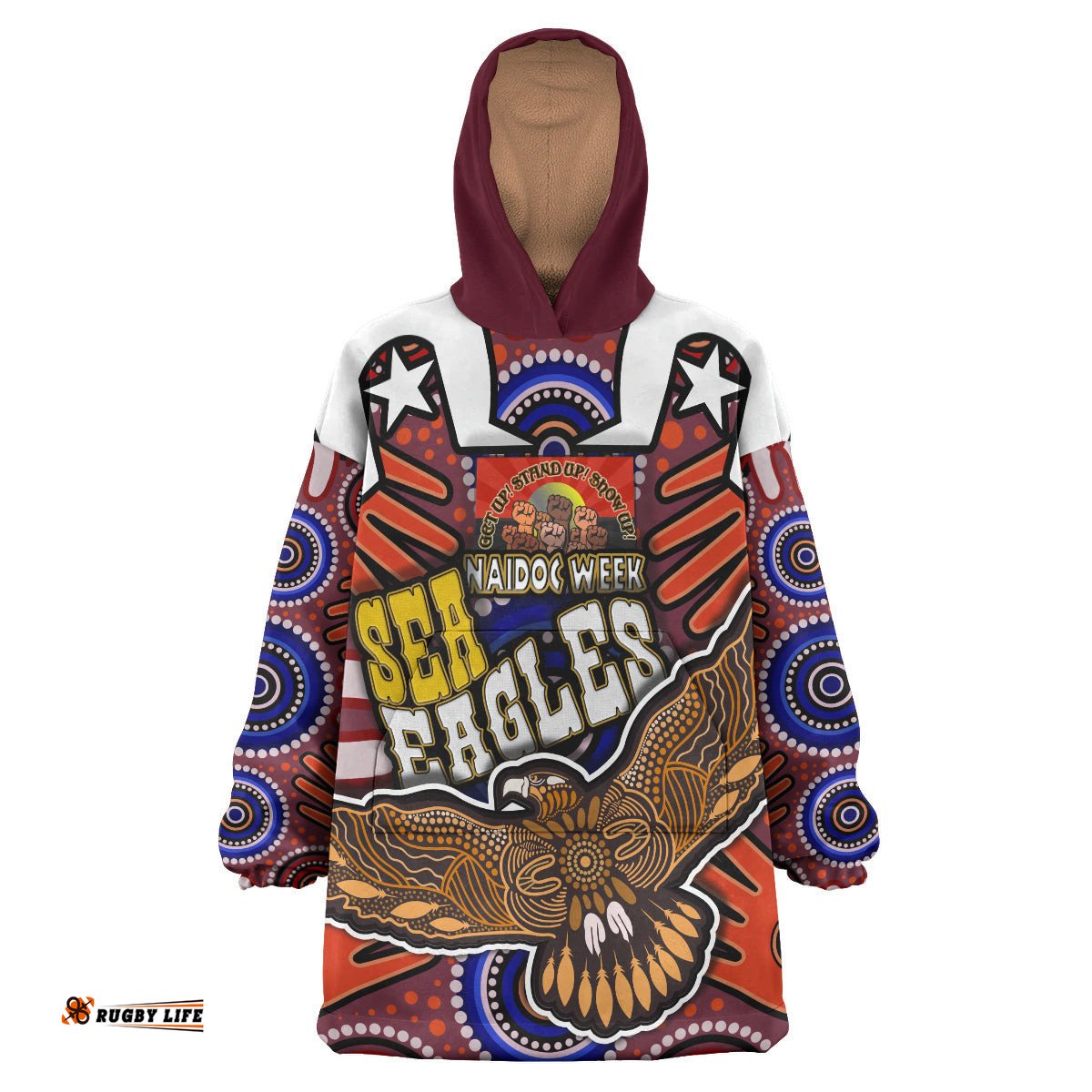 sea eagles rugby snug hoodie custom naidoc week eagle aboriginal dot artwork get up stand up show up aboriginal culture oodie blanket