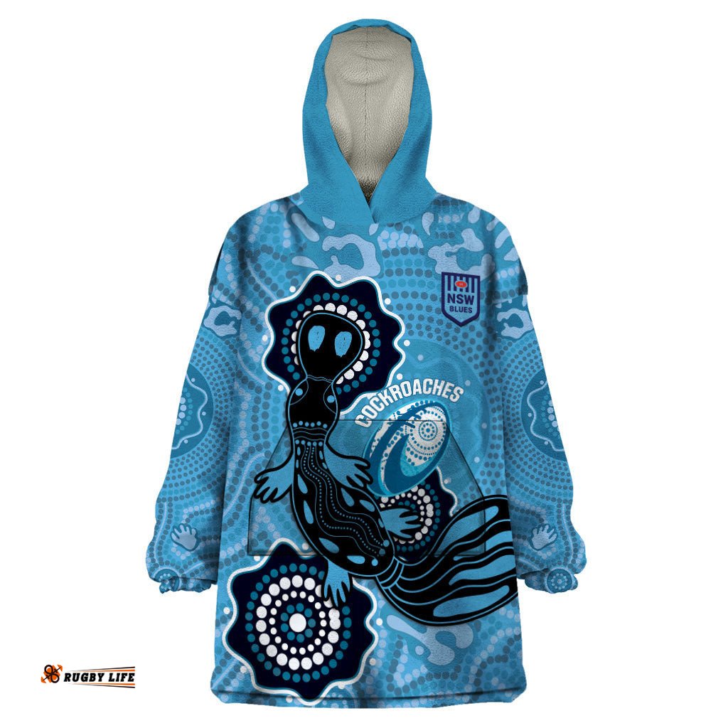 custom nsw blues rugby wearable blanket hoodie 2024 platypus mix aboriginal art
