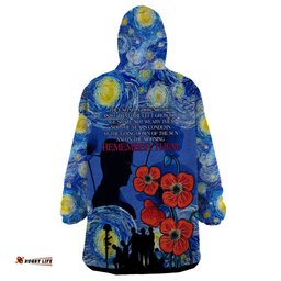 remember them anzac day wearable blanket hoodie soldier in starry night oil paint style