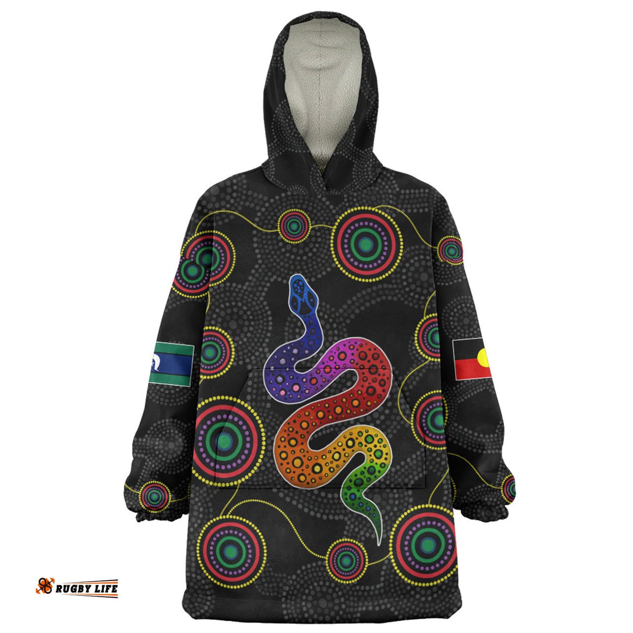 Australia Aboriginal Custom Snug Hoodie - Indigenous Dreaming Rainbow Serpent Inspired Snug Hoodie