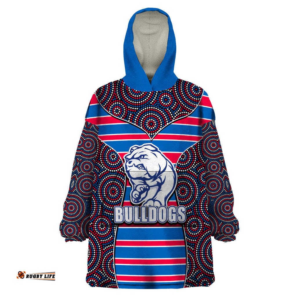 afl bulldogs wearable blanket hoodie mix dot aboriginal