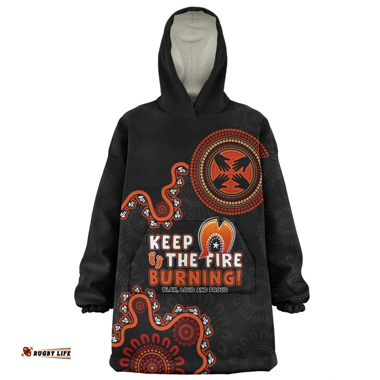 Australia Snug Hoodie Naidoc Week 2024 Keep The Fire Burning Aboriginal Dot Art Inspired