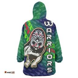Warriors Rugby Snug Hoodie - Cusstom Rugby Player Maori Mask With Fern Pattern Oodie Blanket