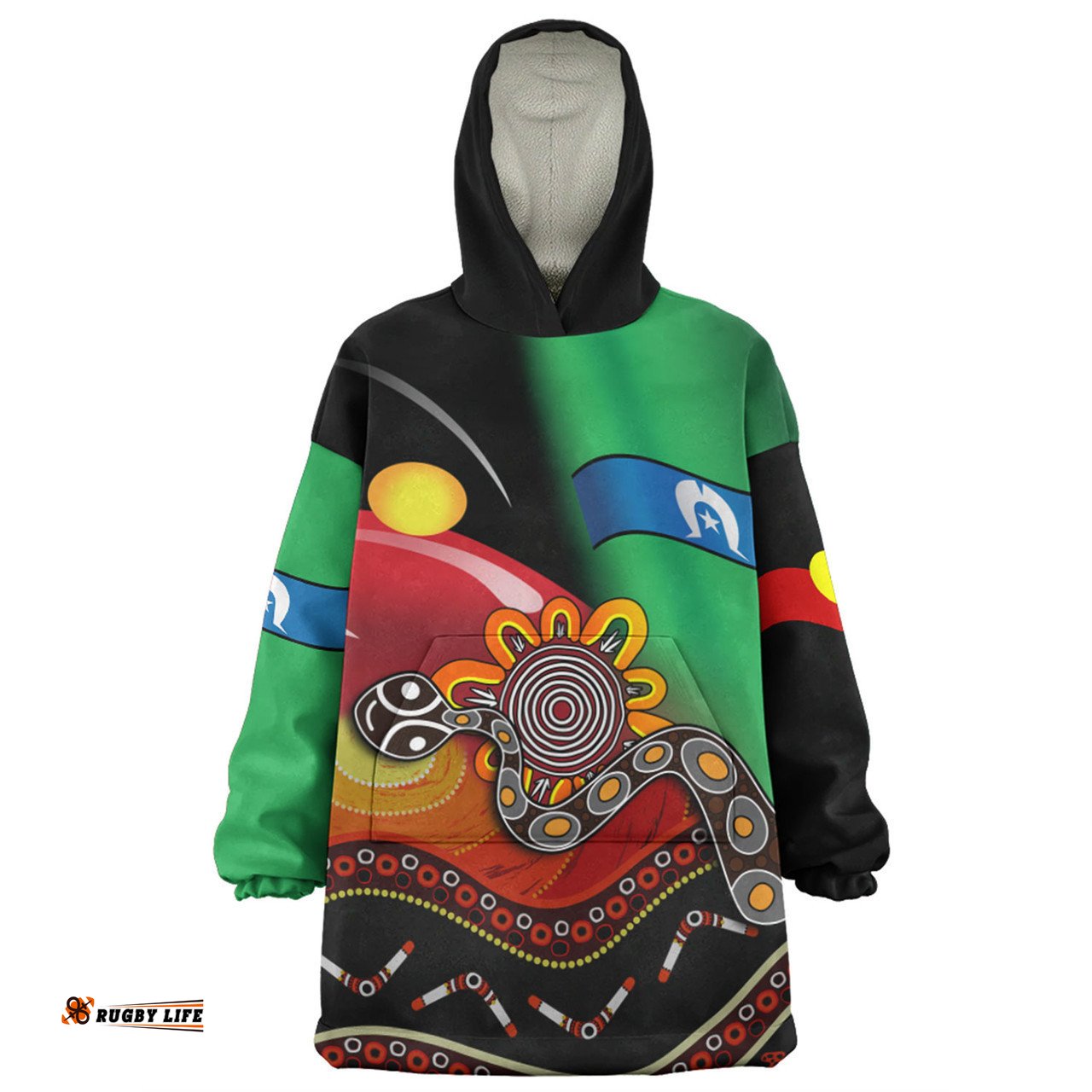 Australia Aboriginal Custom Snug Hoodie - The Rainbow Serpent Dreamtime Give Shape To The Earth Snug Hoodie