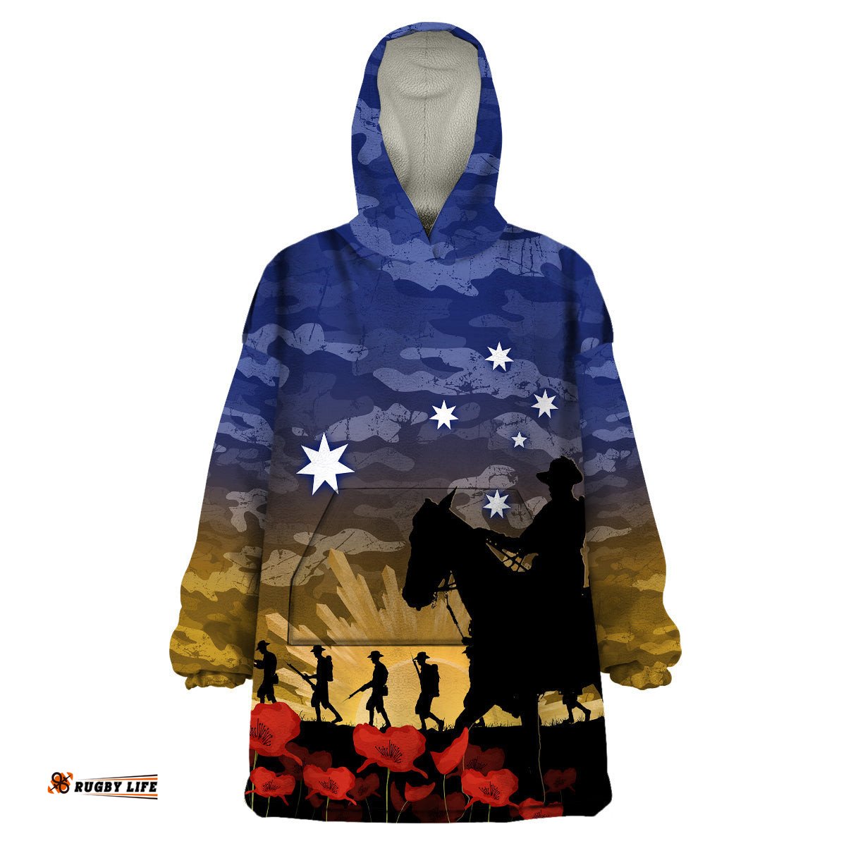 anzac day wearable blanket hoodie camo style dawn service