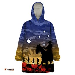 anzac day wearable blanket hoodie camo style dawn service