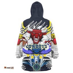 cowboys aboriginal rugby snug hoodie indigenous north queensland super cows with sea turtle scratch style oodie blanket