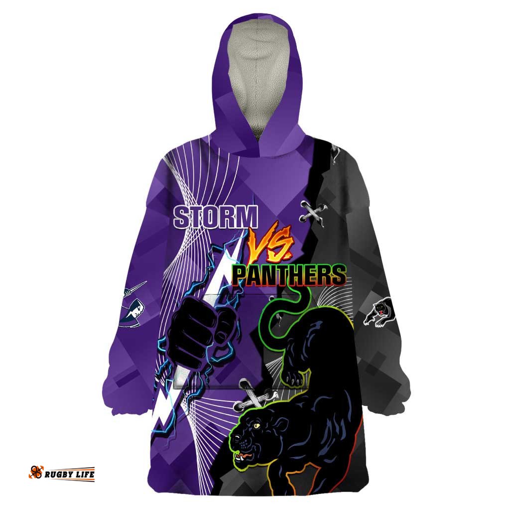personalised storm and panthers rugby 2024 wearable blanket hoodie go champions grand final dynamic style
