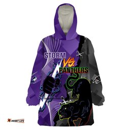 personalised storm and panthers rugby 2024 wearable blanket hoodie go champions grand final dynamic style