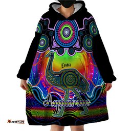 personalised australia aquarius emu zodiac wearable blanket hoodie auz astrology aboriginal rainbow