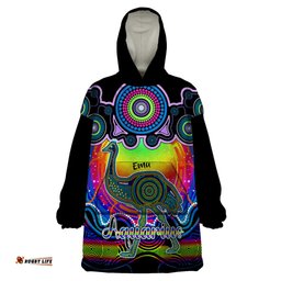 personalised australia aquarius emu zodiac wearable blanket hoodie auz astrology aboriginal rainbow