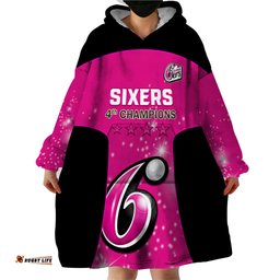 personalised bbl sydney sixers wearable blanket hoodie 4th champions 2024 new history