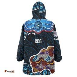 bulldogs rugby snug hoodie bulldogs rugby ball with contemporary style of aboriginal dot painting oodie blanket