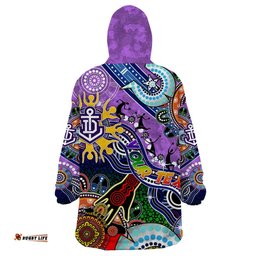 custom naidoc week 2024 fremantle dockers freo wearable blanket hoodie australia aboriginal dot painting dt02