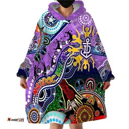 custom naidoc week 2024 fremantle dockers freo wearable blanket hoodie australia aboriginal dot painting dt02
