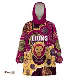 custom personalised and number lions afl wearable blanket hoodie aboriginal patterns