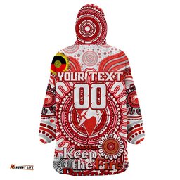 custom sydney swans naidoc week 2024 wearable blanket hoodie mascot football dt02