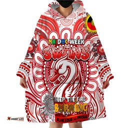 custom sydney swans naidoc week 2024 wearable blanket hoodie mascot football dt02