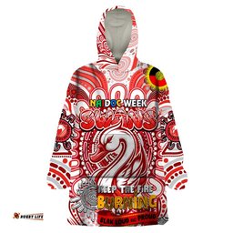 custom sydney swans naidoc week 2024 wearable blanket hoodie mascot football dt02