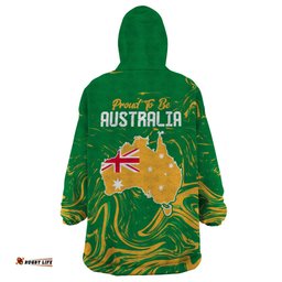 proud to be australia day wearable blanket hoodie kangaroo with national color