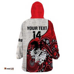 custom text and number dragons rugby wearable blanket hoodie st george illawarra 1998 indigenous art