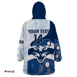 personalised geelong football wearable blanket hoodie go cats indigenous art