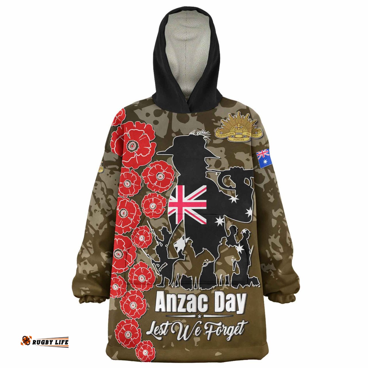 Australia Anzac Custom Snug Hoodie - Lest We Forget Green Style Oodie