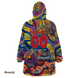 custom naidoc week 2024 crows wearable blanket hoodie aboriginal animals keep the fire burning dt02
