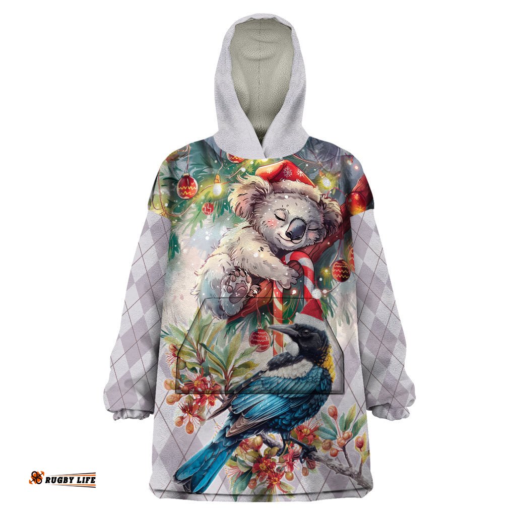 koala and tui bird christmas in july wearable blanket hoodie