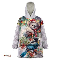 koala and tui bird christmas in july wearable blanket hoodie