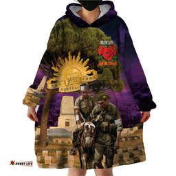 australia anzac day wearable blanket hoodie lonesome pine australian army with donkey