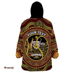 personalised australia tennis wearable blanket hoodie aussie indigenous art