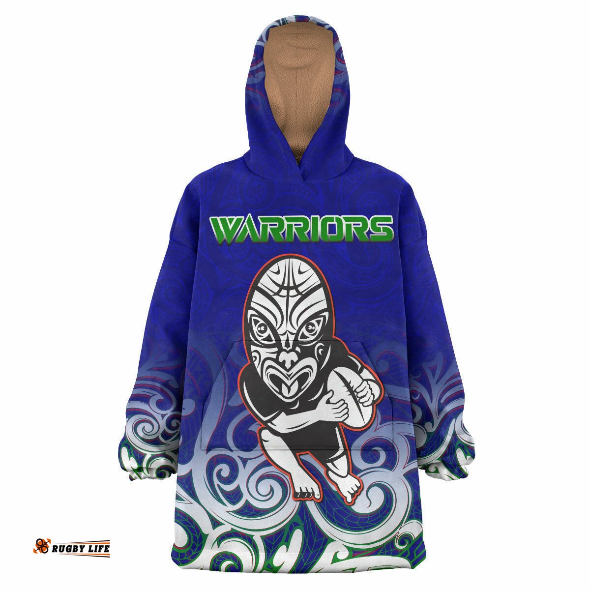 warriors rugby snug hoodie custom warriors ruby maori patterns oodie blanket