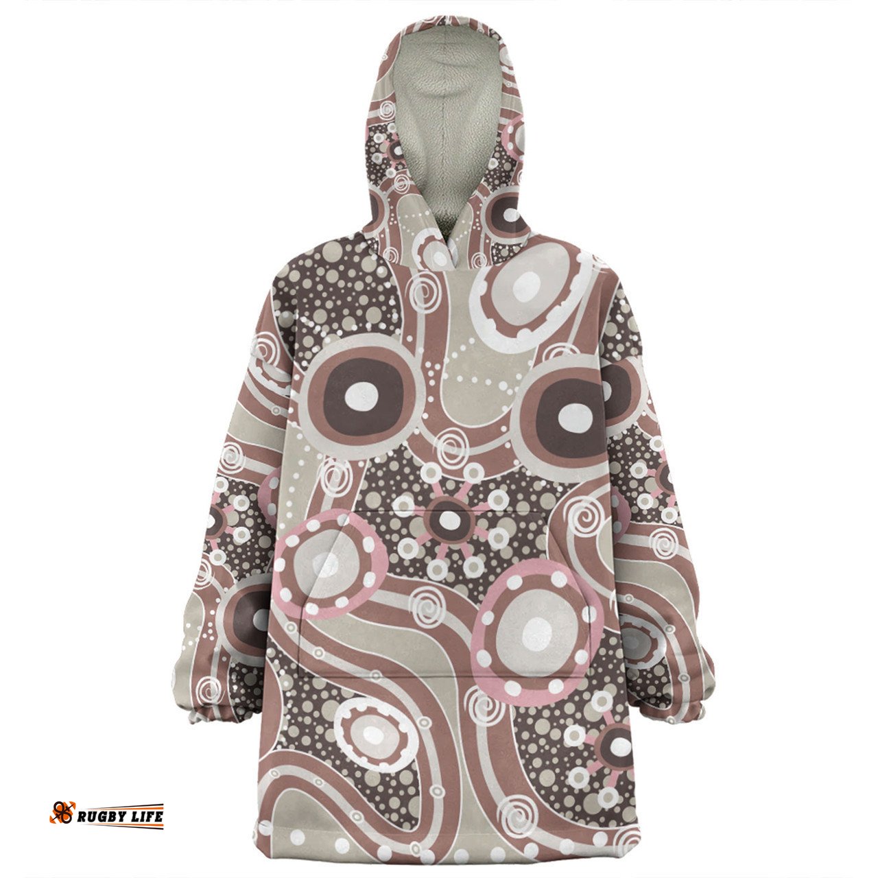 Australia Aboriginal Snug Hoodie - Brown Aboriginal Dot Art Inspired Snug Hoodie
