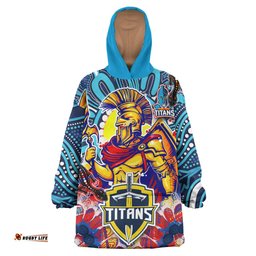 titans aboriginal rugby snug hoodie the indigenous titans warriors with aboriginal lizard and sun oodie blanket