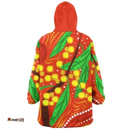 Australia Aboriginal Snug Hoodie - Aboriginal Dot Art Of Australian Yellow Wattle Painting Snug Hoodie