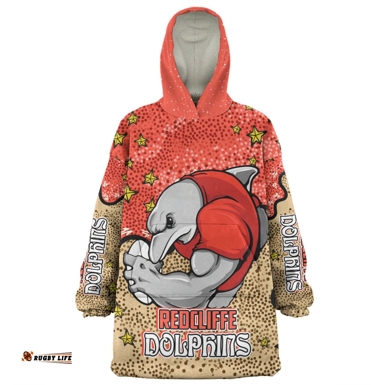 Redcliffe Dolphins Custom Snug Hoodie - Team With Dot And Star Patterns For Tough Fan Snug Hoodie