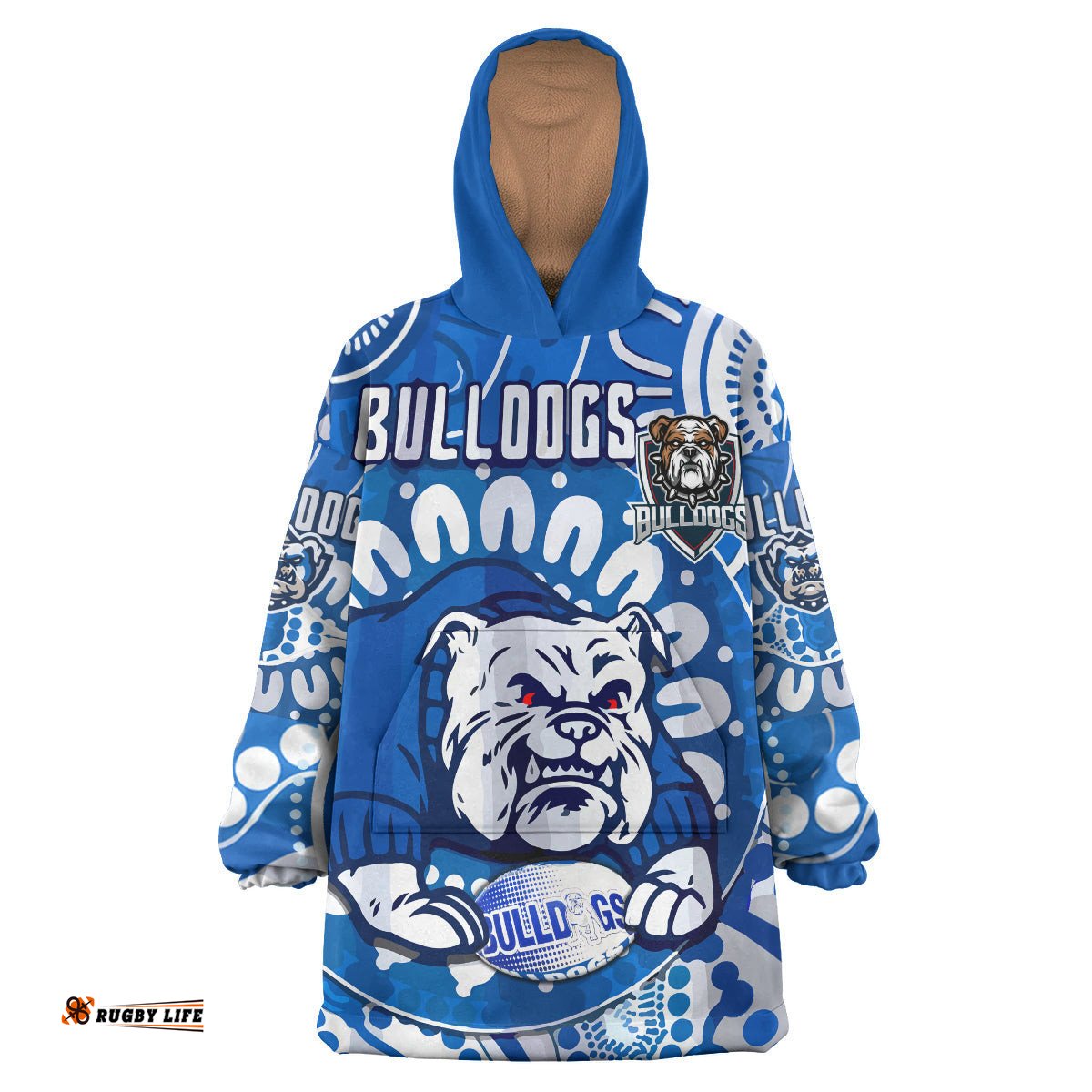 bulldogs rugby aboriginal watercolour snug hoodie indigenous canterbury bankstown bulldogs with rugby ball oodie blanket