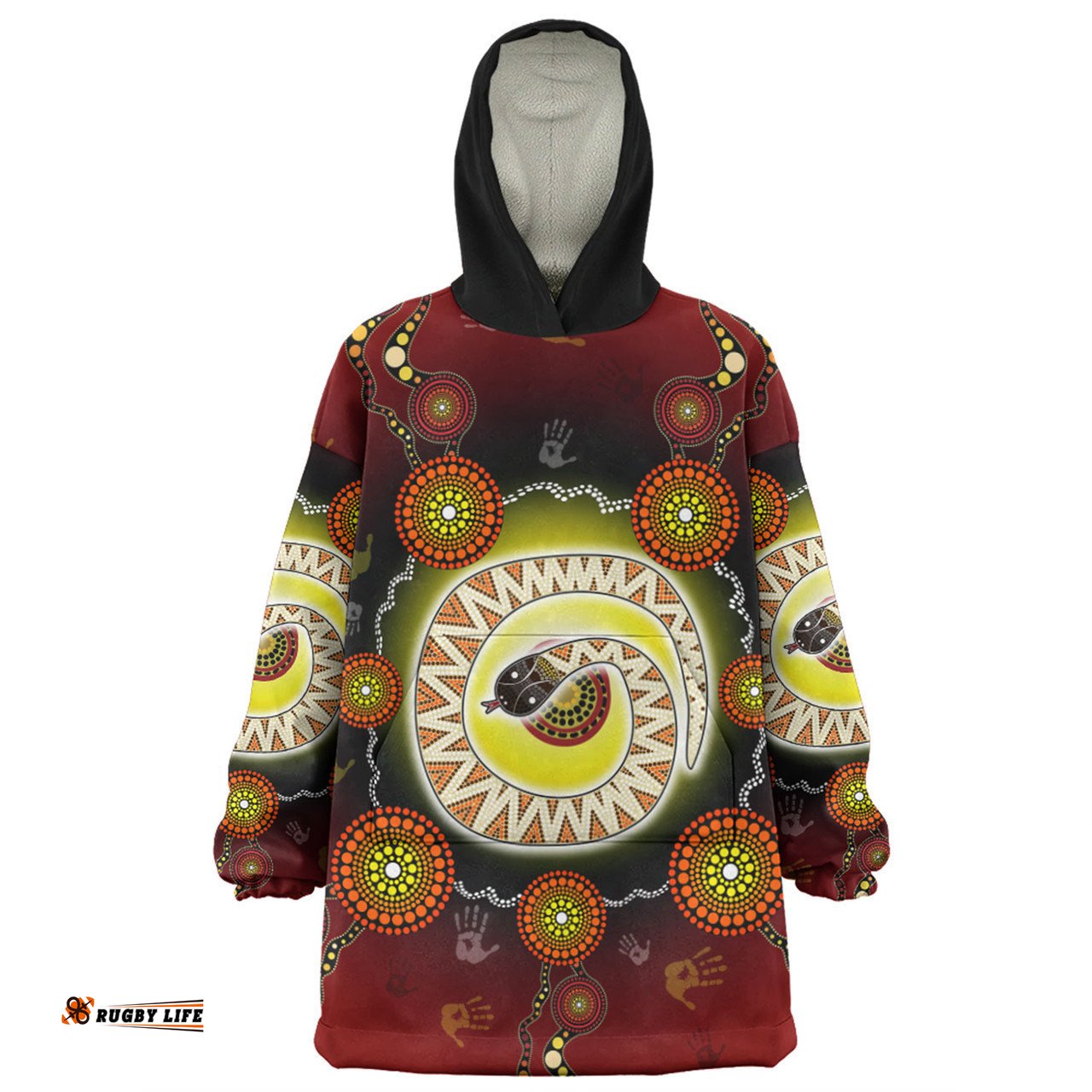 Australia Aboriginal Custom Snug Hoodie - The Rainbow Serpent Dreaming Spirit Art Snug Hoodie