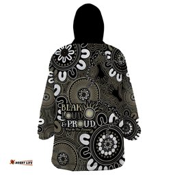 naidoc week 2024 fire burning wearable blanket hoodie aboriginal dots black art