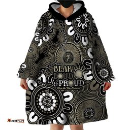 naidoc week 2024 fire burning wearable blanket hoodie aboriginal dots black art